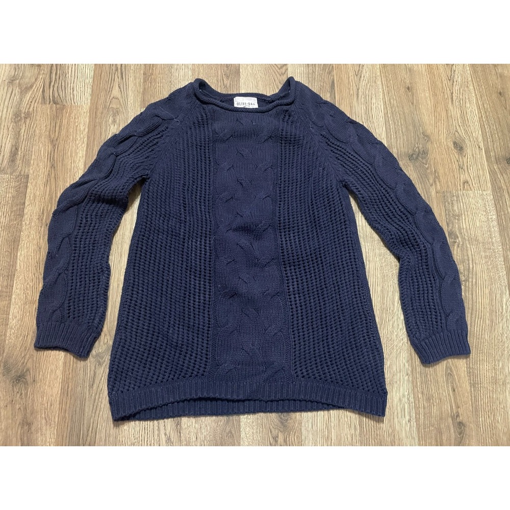 Olive+Oak Sweater, Women's Size Large, Blue, Pullover, Ribbed Knit